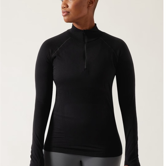 Athleta Momentum Half Zip Size L - black and gold - Picture 1 of 6
